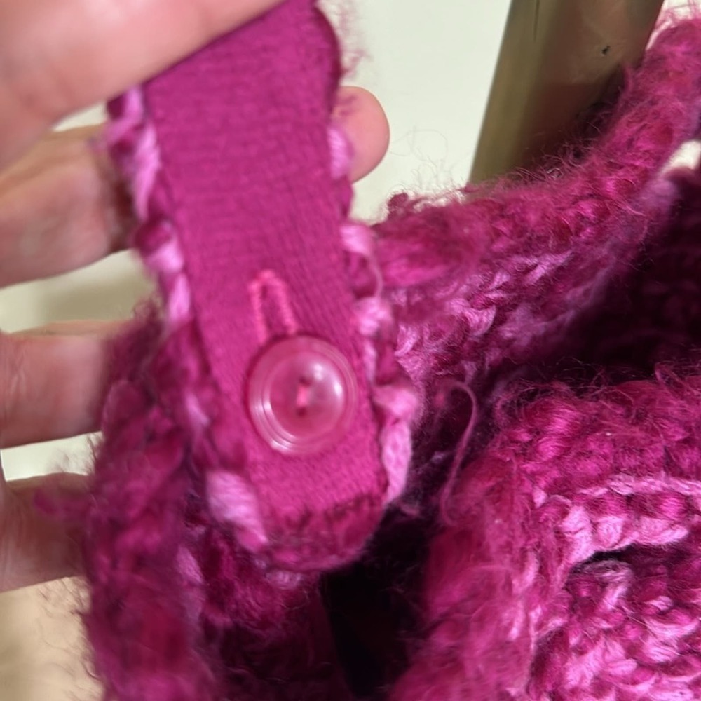 Vintage GAP Pink Crochet Knit Crossbody Bag Y2K Boho Festival Shoulder Purse - Picture 11 of 11